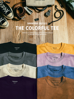 SIMWOOD 2021 lato nowy 250g 100% bawełna T-shirt z tkaniny mężczyźni wysokiej jakości jednolity kolor spadek rękaw luźne koszulki bluzki typu Oversize